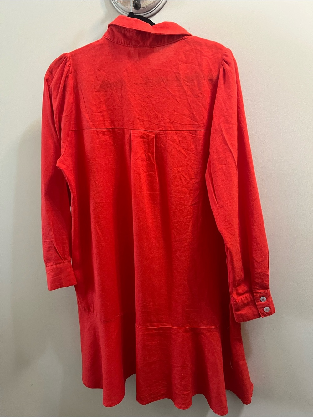 Cynthia Rowley Red Long-Sleeve Shirt Dress NWOT Size Large - Picture 10 of 10
